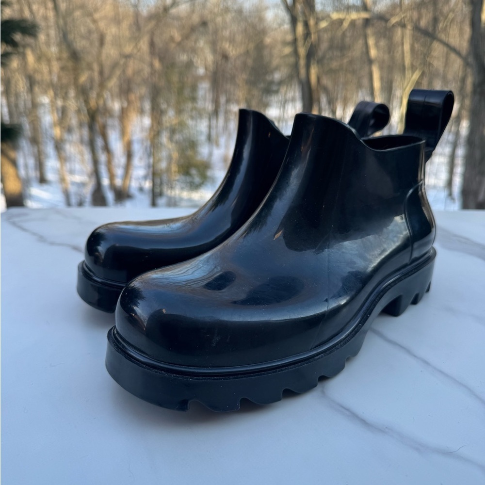 Free People Black Ankle Rain Boots Booties Size 7 Rubber Shoes